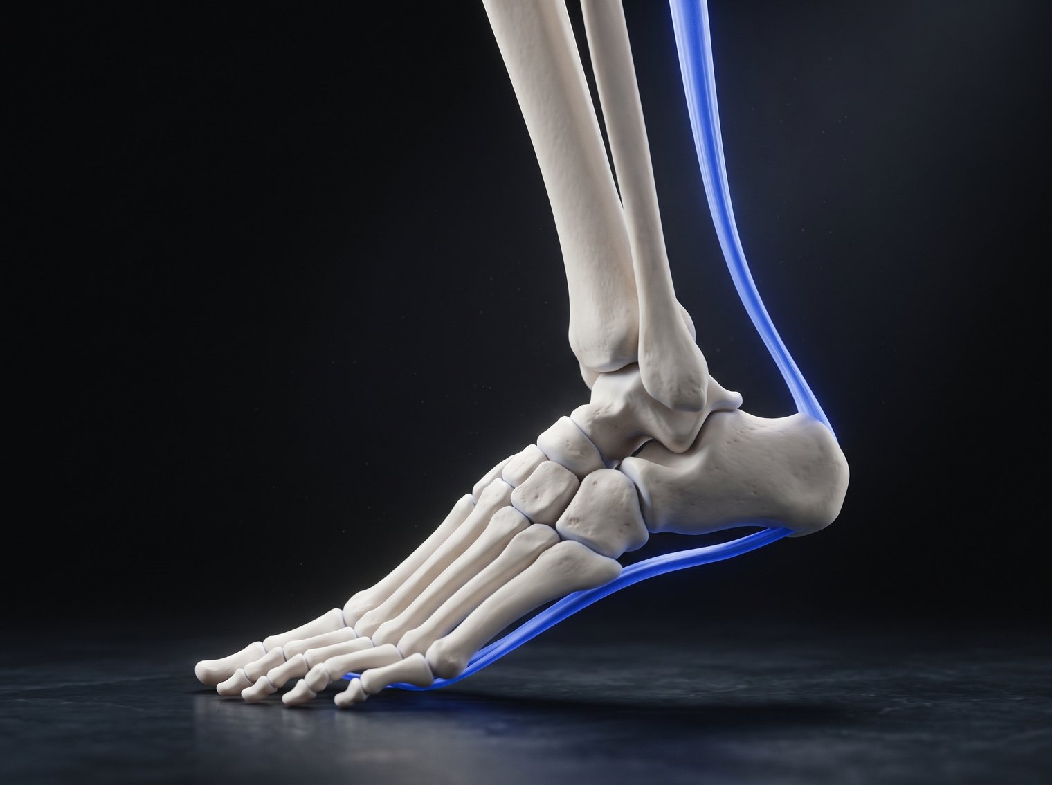 Bones of the foot and ankle with the Achilles tendon highlighted, foot and ankle pain physical therapy
