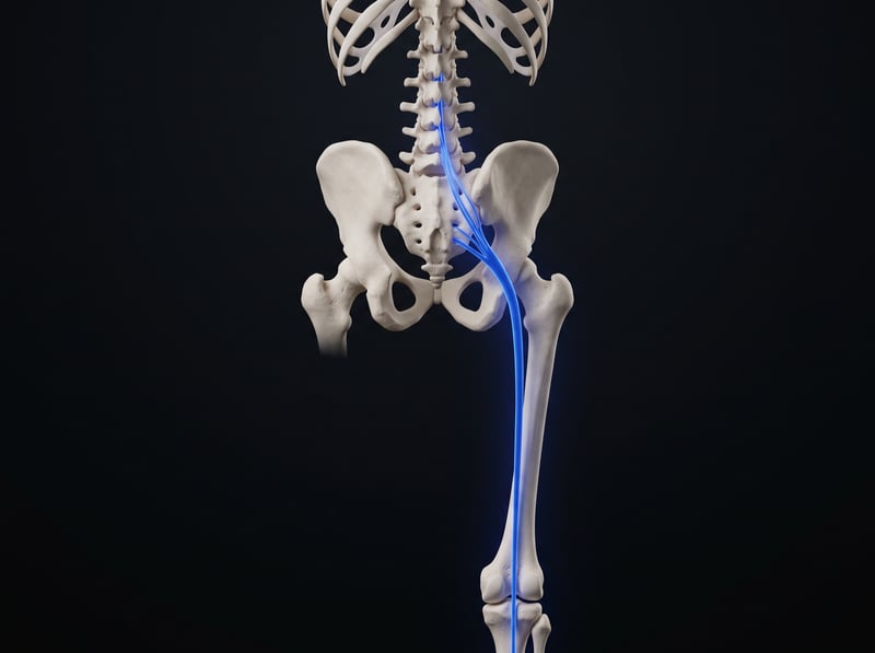 Sciatic nerve path from the low back down the leg