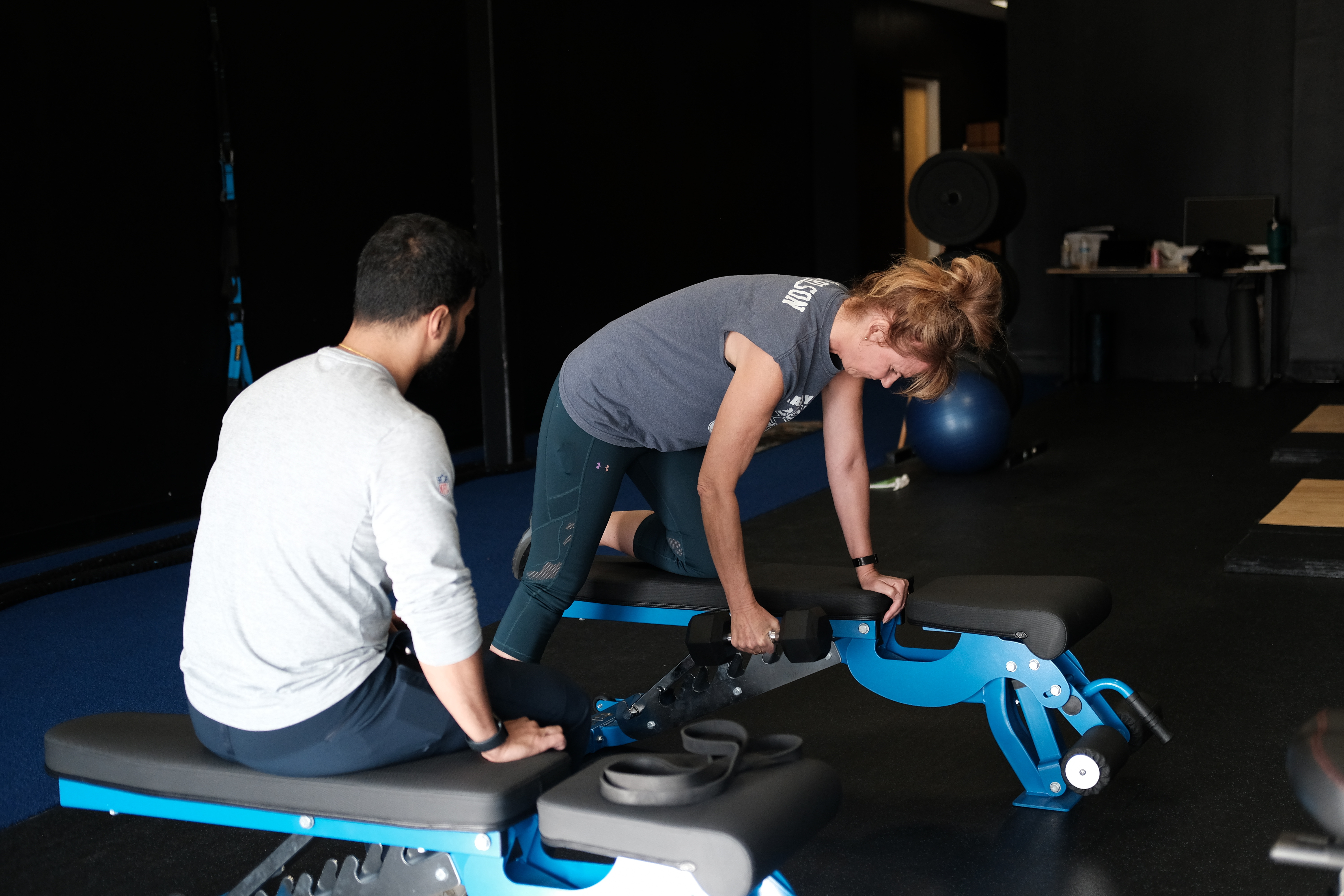 Physical therapist one to one session with patient